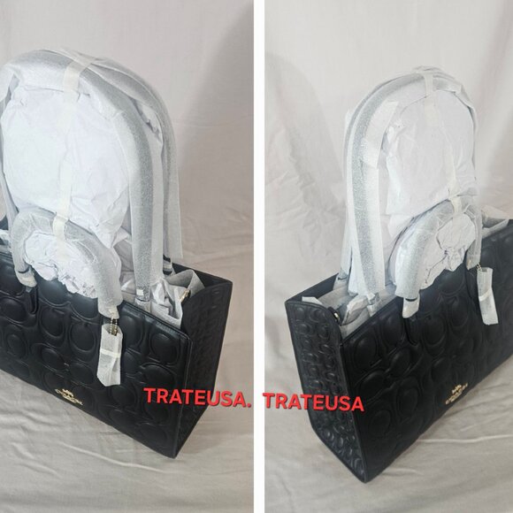 Maggie Tote Bag In Signature Leather CY672 Black Packed - Picture 7 of 16